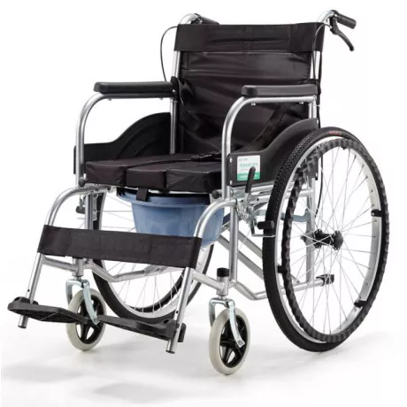 Handmatig opvouwbare rolstoel met commode